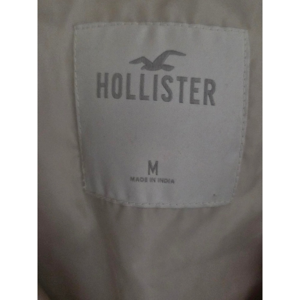 Hollister Womens Faux Leather Puffer Vest Off White Cream full Zip Size M - Picture 2 of 8